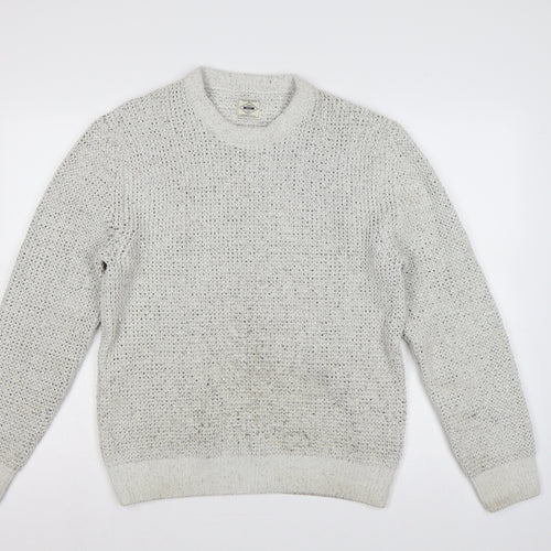 Next Men’s Ivory Fleck Knit Crew Neck Pullover Jumper Size S