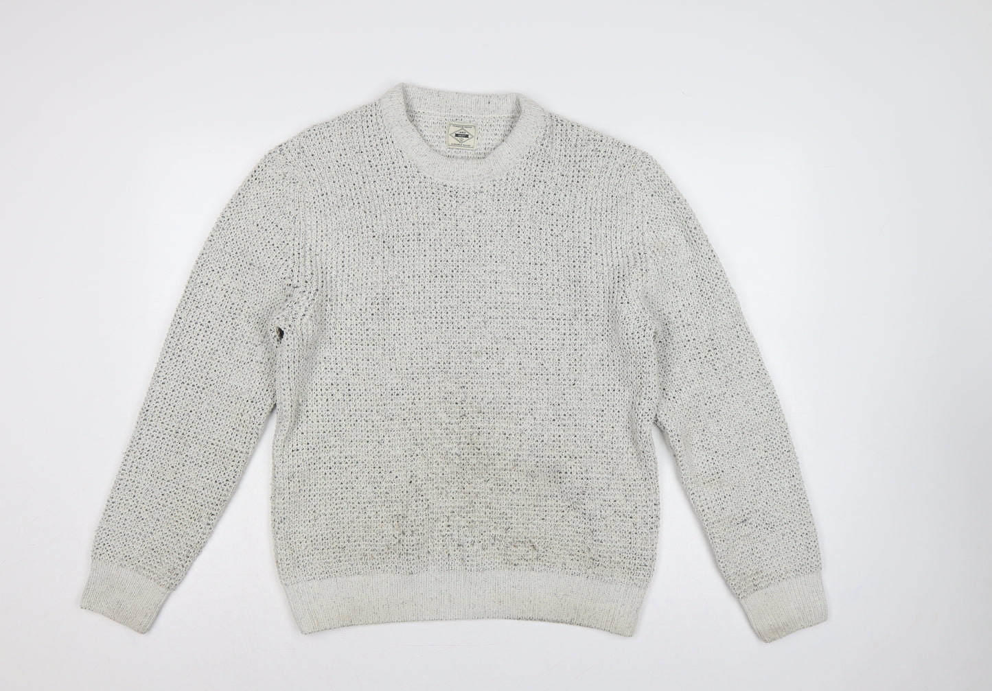 Next Men’s Ivory Fleck Knit Crew Neck Pullover Jumper Size S