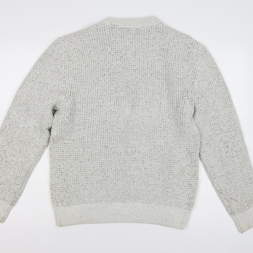 Next Men’s Ivory Fleck Knit Crew Neck Pullover Jumper Size S