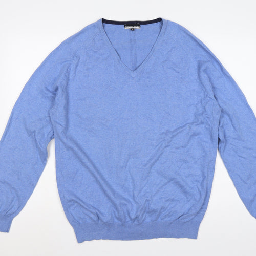 Austin Reed Men’s Blue XL Cotton Cashmere V-Neck Pullover Jumper