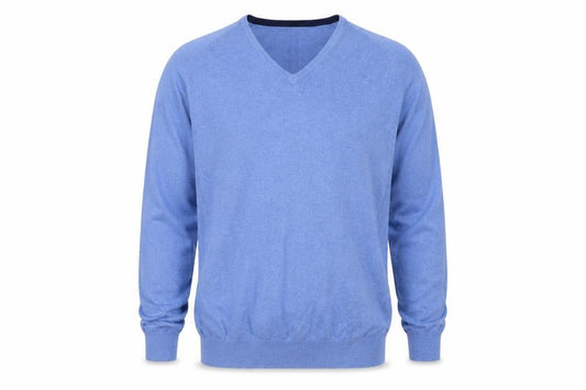 Austin Reed Men’s Blue XL Cotton Cashmere V-Neck Pullover Jumper