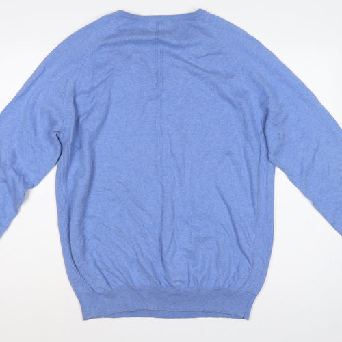Austin Reed Men’s Blue XL Cotton Cashmere V-Neck Pullover Jumper