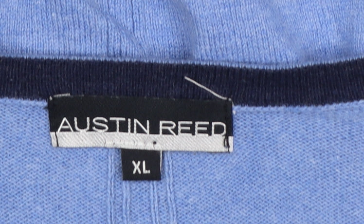 Austin Reed Men’s Blue XL Cotton Cashmere V-Neck Pullover Jumper