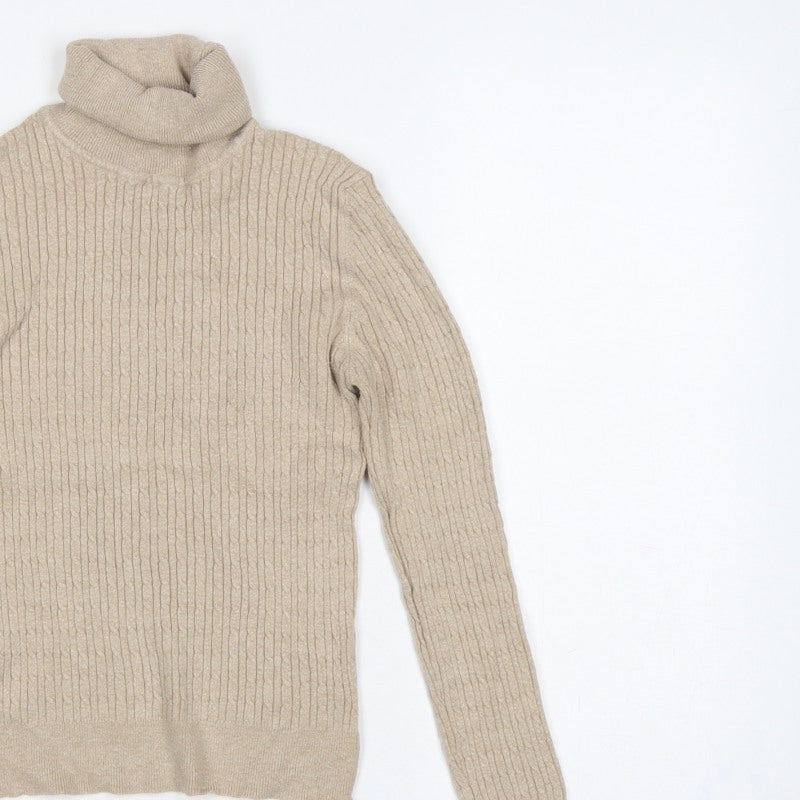 Additional view of Stradivarius Women Beige M Ribbed Roll Neck jumper