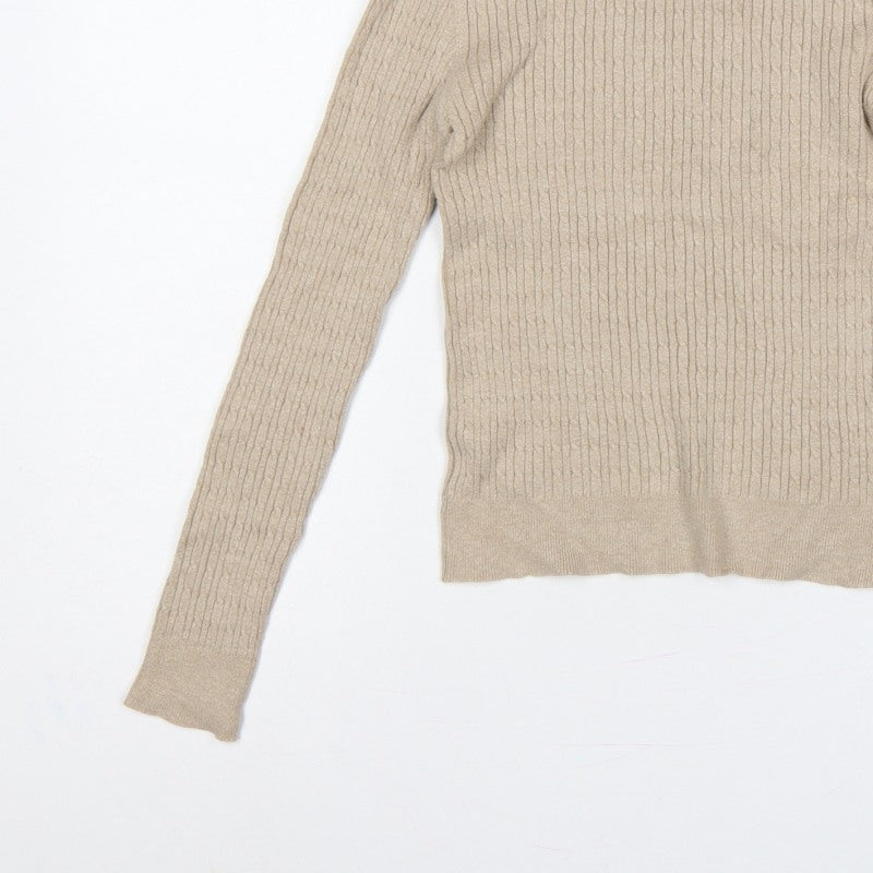 Additional view of Stradivarius Women Beige M Ribbed Roll Neck jumper
