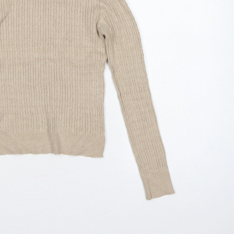Additional view of Stradivarius Women Beige M Ribbed Roll Neck jumper