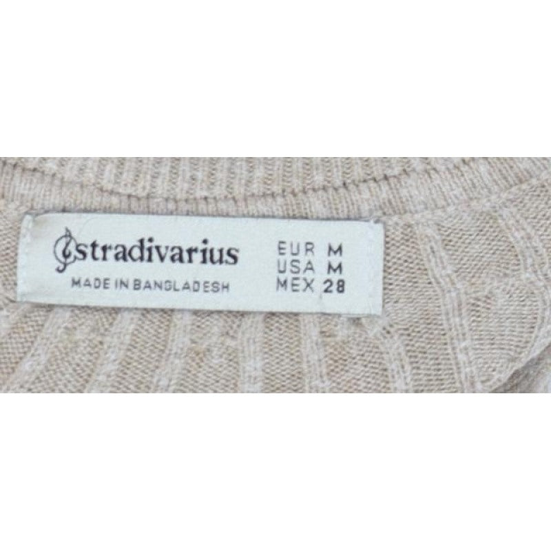 Additional view of Stradivarius Women Beige M Ribbed Roll Neck jumper