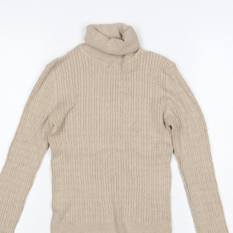 Additional view of Stradivarius Women Beige M Ribbed Roll Neck jumper
