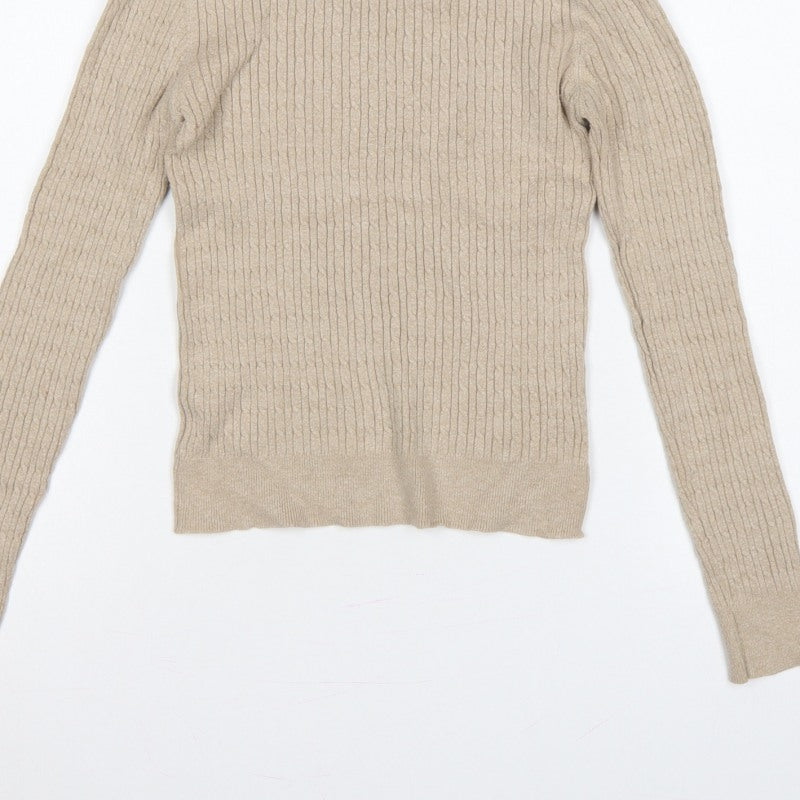 Additional view of Stradivarius Women Beige M Ribbed Roll Neck jumper