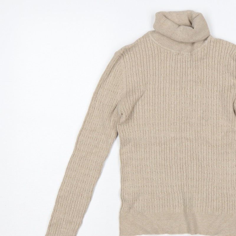 Additional view of Stradivarius Women Beige M Ribbed Roll Neck jumper