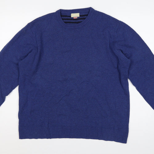John Lewis Men Blue L Merino Cashmere Crew Neck Pullover Jumper