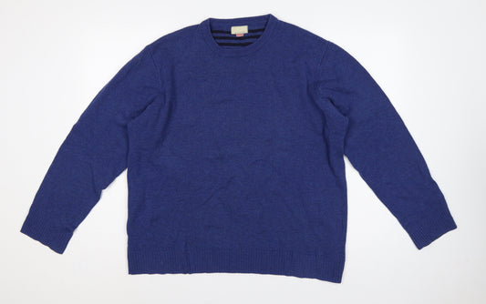 John Lewis Men Blue L Merino Cashmere Crew Neck Pullover Jumper