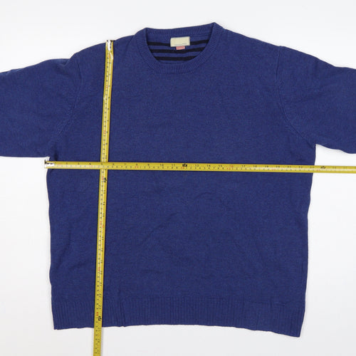 John Lewis Men Blue L Merino Cashmere Crew Neck Pullover Jumper