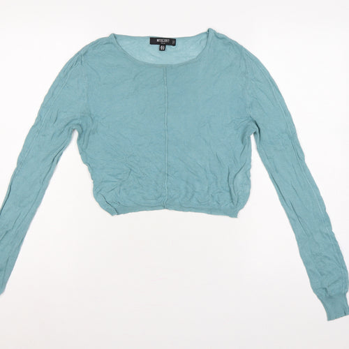 Missguided Petite Women’s Blue Scoop Neck Knit Pullover Jumper UK 14