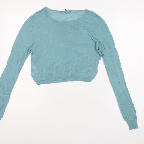 Missguided Petite Women’s Blue Scoop Neck Knit Pullover Jumper UK 14