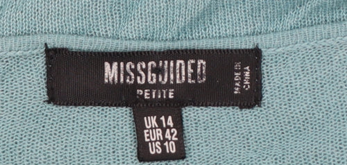 Missguided Petite Women’s Blue Scoop Neck Knit Pullover Jumper UK 14