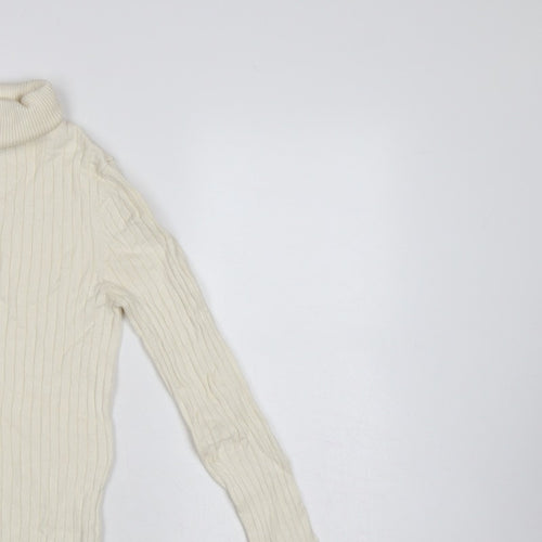 New Look Women’s Ivory Ribbed Roll Neck Jumper UK 8 Pullover