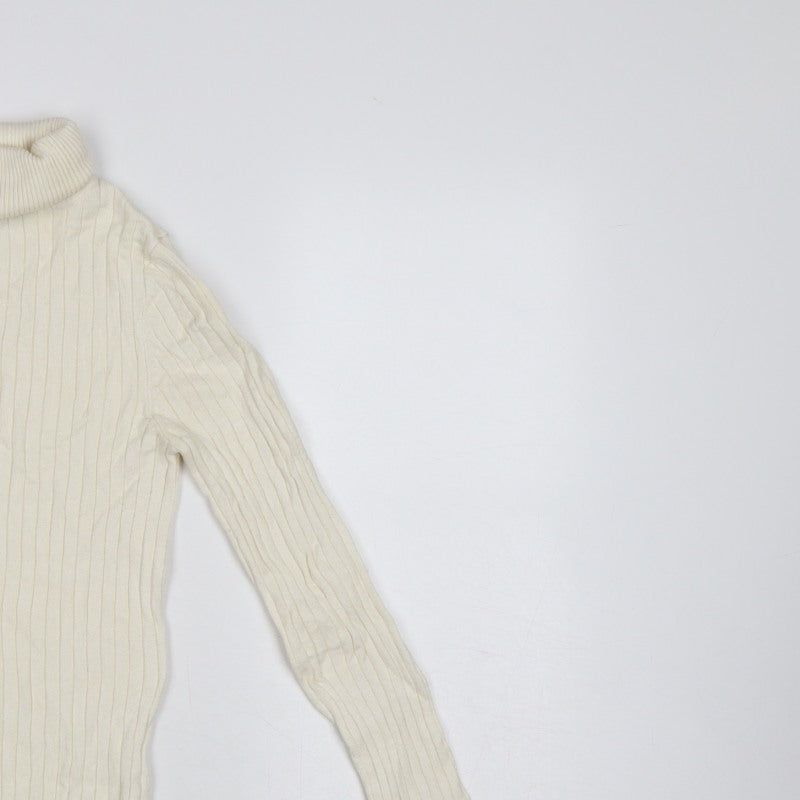 New Look Women’s Ivory Ribbed Roll Neck Jumper UK 8 Pullover