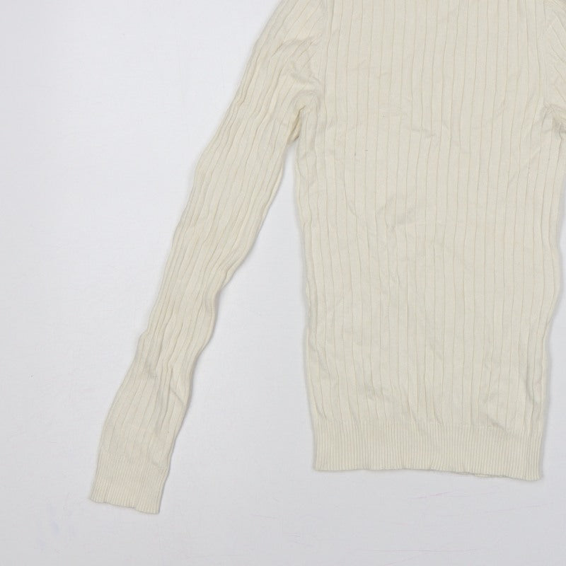 New Look Women’s Ivory Ribbed Roll Neck Jumper UK 8 Pullover