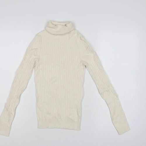 New Look Women’s Ivory Ribbed Roll Neck Jumper UK 8 Pullover
