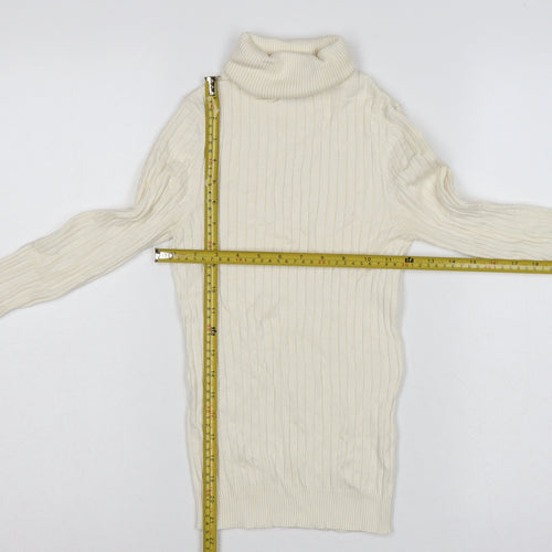 New Look Women’s Ivory Ribbed Roll Neck Jumper UK 8 Pullover