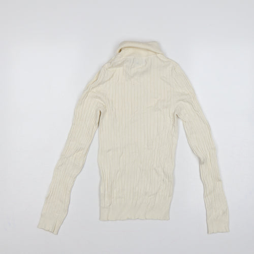 New Look Women’s Ivory Ribbed Roll Neck Jumper UK 8 Pullover