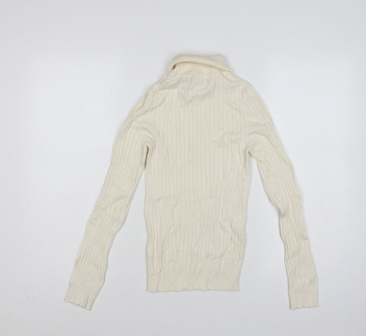 New Look Women’s Ivory Ribbed Roll Neck Jumper UK 8 Pullover