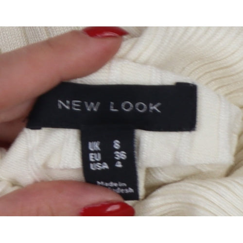 New Look Women’s Ivory Ribbed Roll Neck Jumper UK 8 Pullover