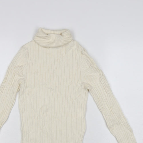 New Look Women’s Ivory Ribbed Roll Neck Jumper UK 8 Pullover