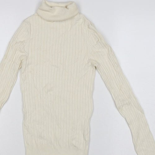 New Look Women’s Ivory Ribbed Roll Neck Jumper UK 8 Pullover