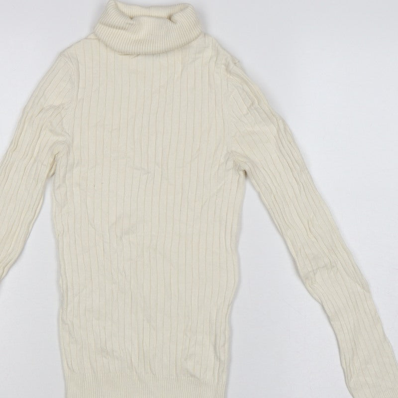 New Look Women’s Ivory Ribbed Roll Neck Jumper UK 8 Pullover