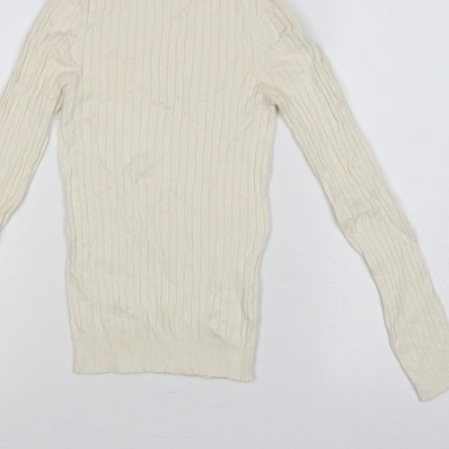 New Look Women’s Ivory Ribbed Roll Neck Jumper UK 8 Pullover