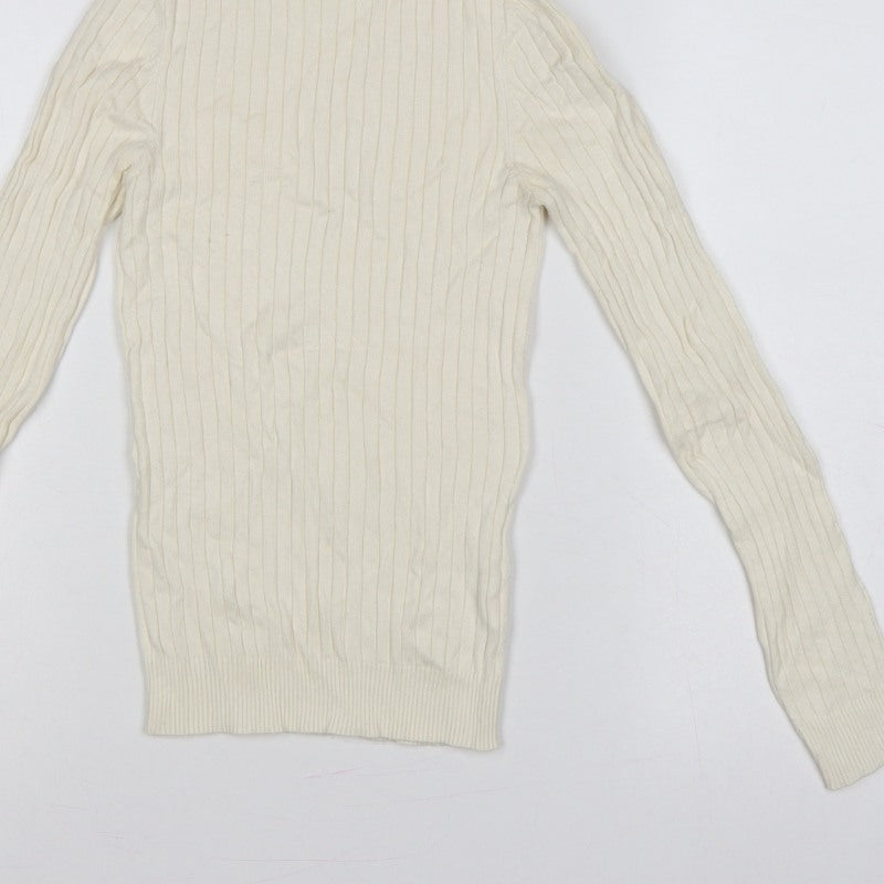 New Look Women’s Ivory Ribbed Roll Neck Jumper UK 8 Pullover