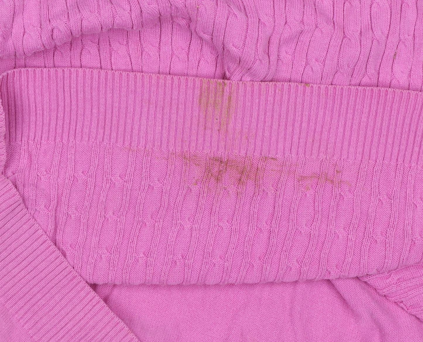 Tulchan Women’s Pink L Cable Knit Cotton Round Neck Pullover Jumper