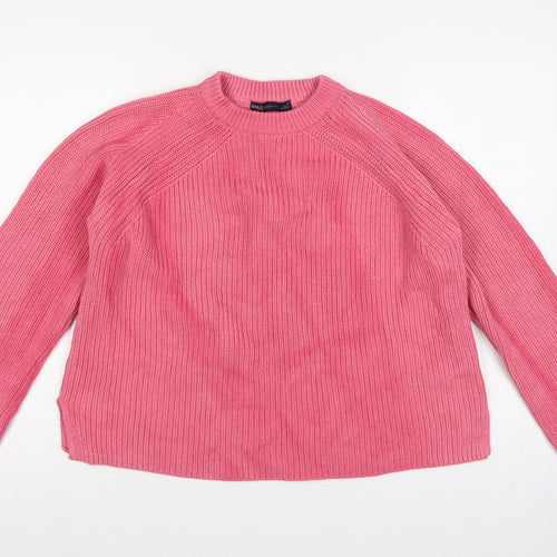 Marks & Spencer Women Pink L Chunky Knit Raglan Pullover Jumper