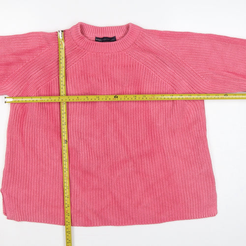 Marks & Spencer Women Pink L Chunky Knit Raglan Pullover Jumper