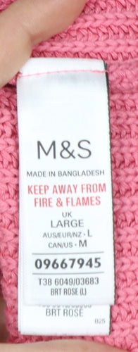 Marks & Spencer Women Pink L Chunky Knit Raglan Pullover Jumper