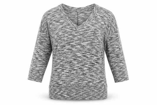 Next Women Grey Marled V-Neck Raglan Long Sleeve Knit Top L