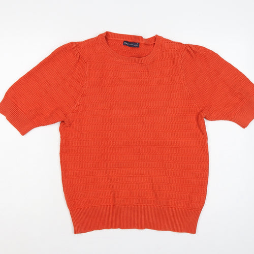 Marks and Spencer Women Orange Size 18 Cotton Knit Puff Sleeve Jumper