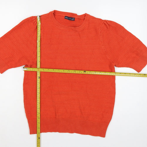 Marks and Spencer Women Orange Size 18 Cotton Knit Puff Sleeve Jumper