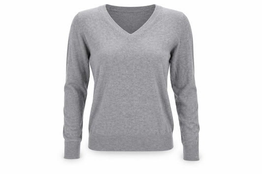 Zara Women Grey Size S V-Neck Fine Knit Long Sleeve Pullover Jumper