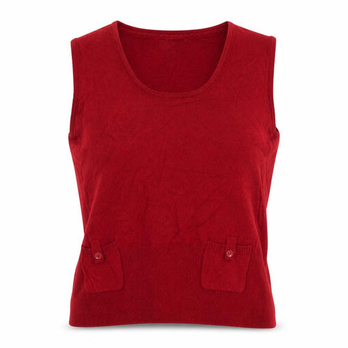 Principles Women Red UK 12 Sleeveless Scoop Neck Pocket Knit Jumper Vest