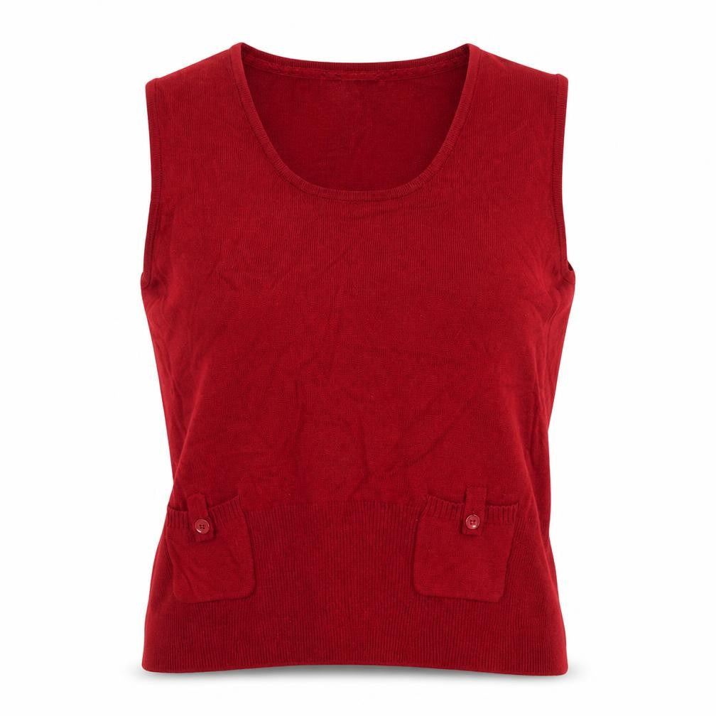 Principles Women Red UK 12 Sleeveless Scoop Neck Pocket Knit Jumper Vest