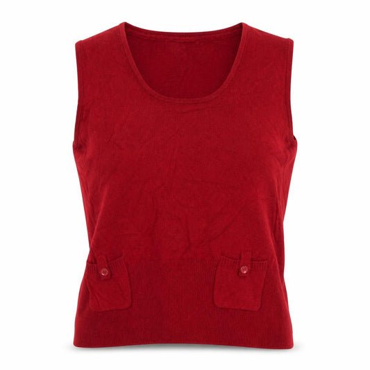 Principles Women Red UK 12 Sleeveless Scoop Neck Pocket Knit Jumper Vest