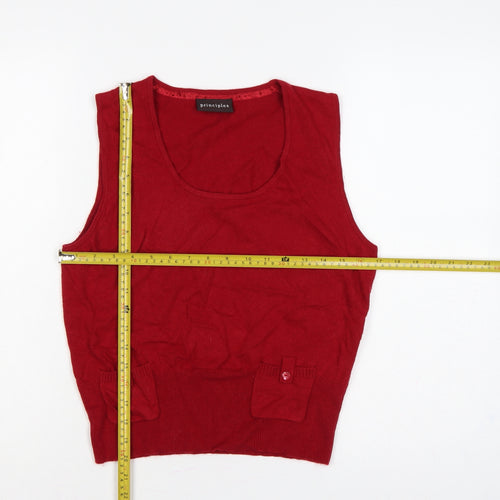 Principles Women Red UK 12 Sleeveless Scoop Neck Pocket Knit Jumper Vest