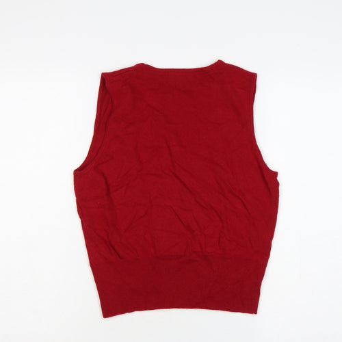 Principles Women Red UK 12 Sleeveless Scoop Neck Pocket Knit Jumper Vest