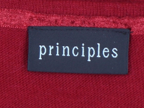 Principles Women Red UK 12 Sleeveless Scoop Neck Pocket Knit Jumper Vest