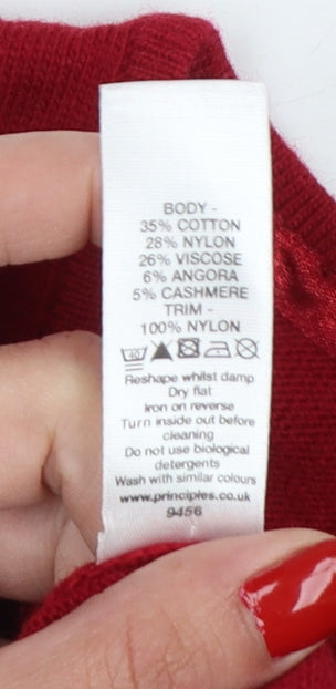 Principles Women Red UK 12 Sleeveless Scoop Neck Pocket Knit Jumper Vest