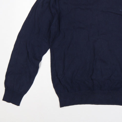 GANT Men’s Blue L Crew Neck Logo Knit Pullover Jumper