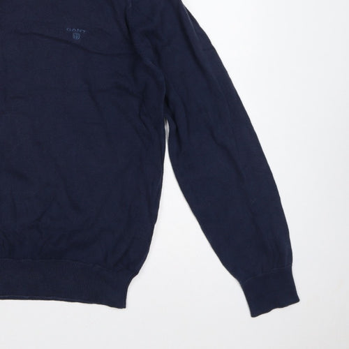GANT Men’s Blue L Crew Neck Logo Knit Pullover Jumper